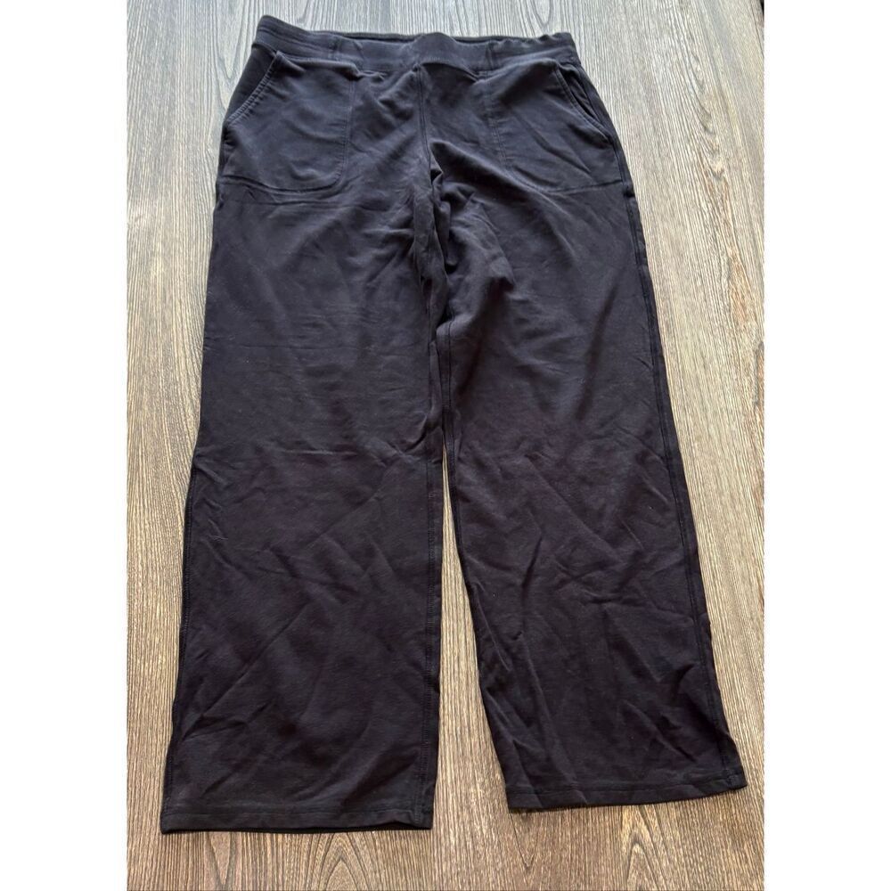 Talbots Lightweight Woven Stretch Wide Leg Ankle Pants Patch Pocket Black Size M
